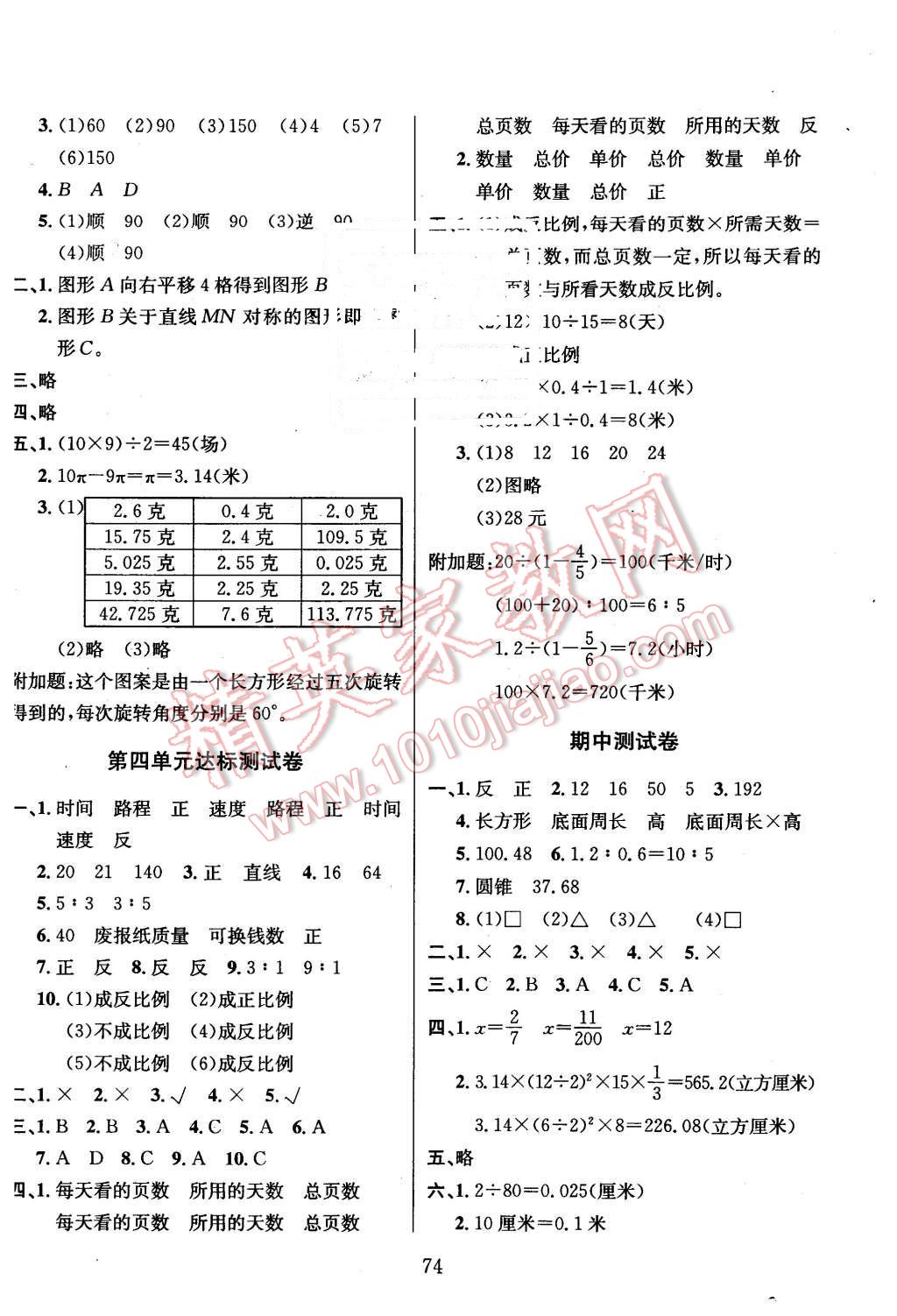 2016年名校名卷期末冲刺100分六年级数学下册北师大版 第2页