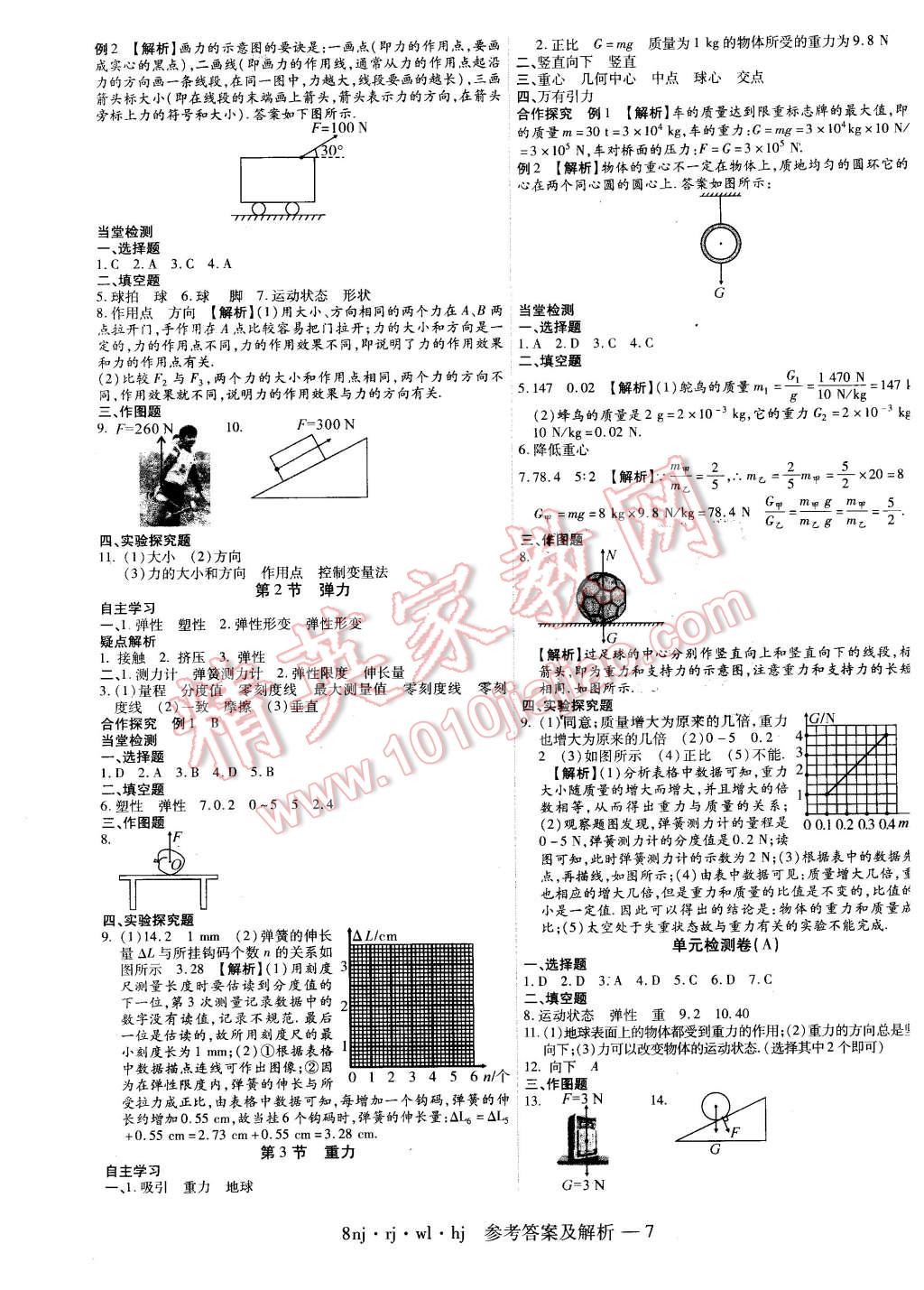 2016年金象教育U計(jì)劃學(xué)期系統(tǒng)復(fù)習(xí)寒假作業(yè)八年級(jí)物理人教版 第7頁(yè)