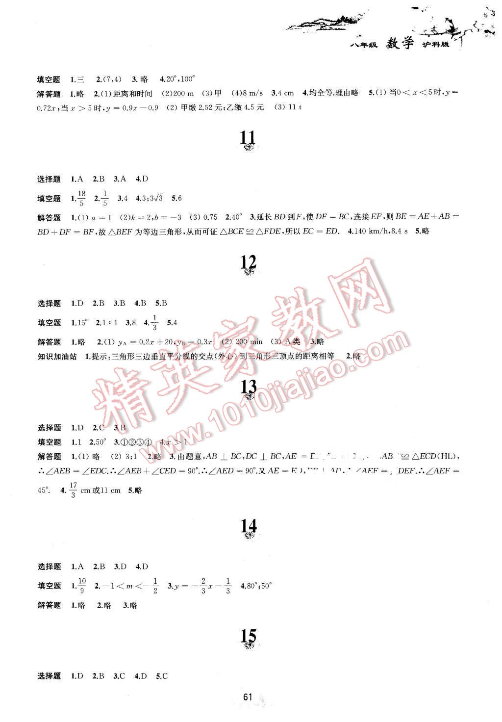 2016年寒假作業(yè)八年級數(shù)學(xué)滬科版安徽教育出版社 第4頁