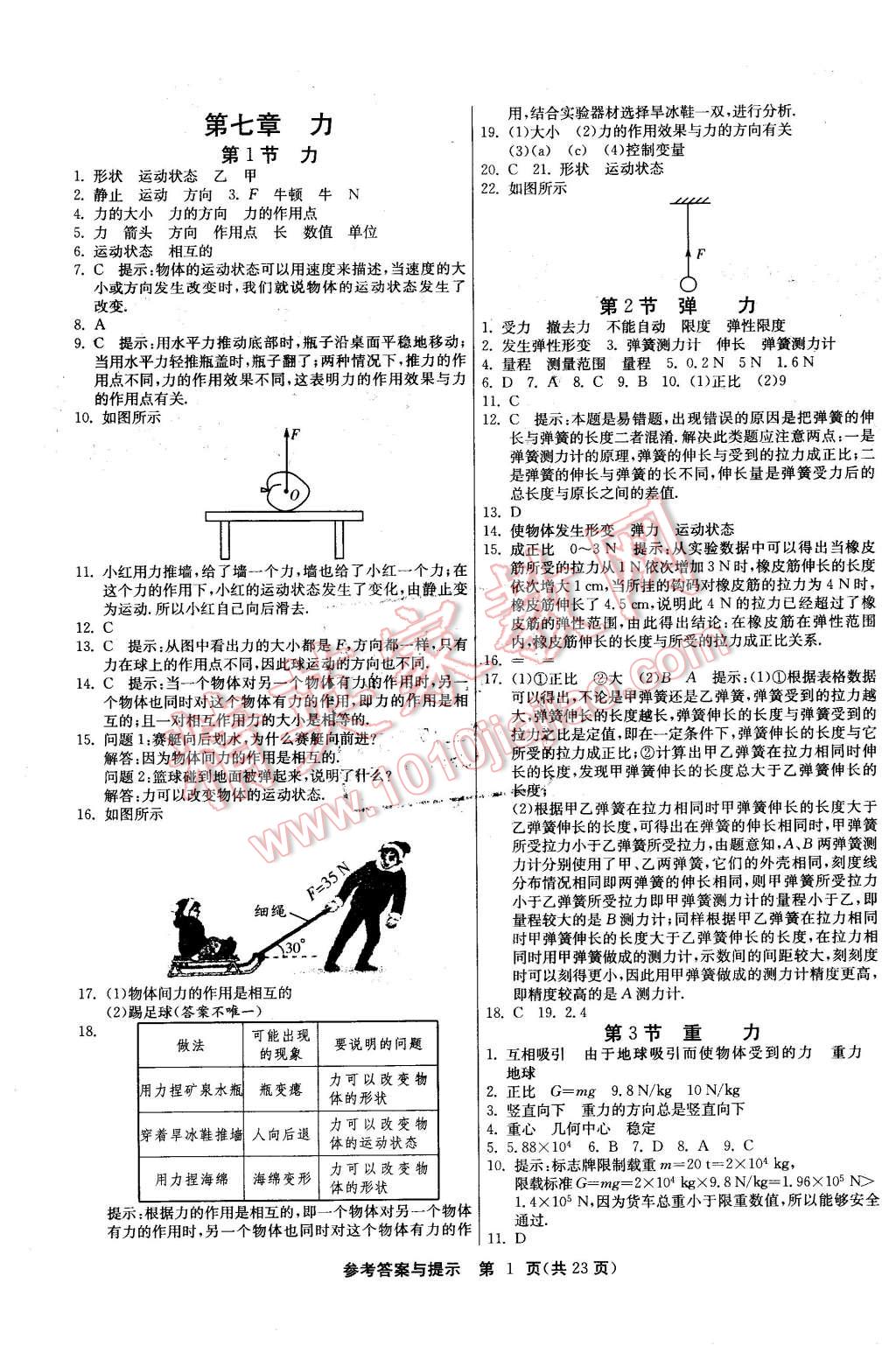 2016年課時訓(xùn)練八年級物理下冊人教版 第1頁