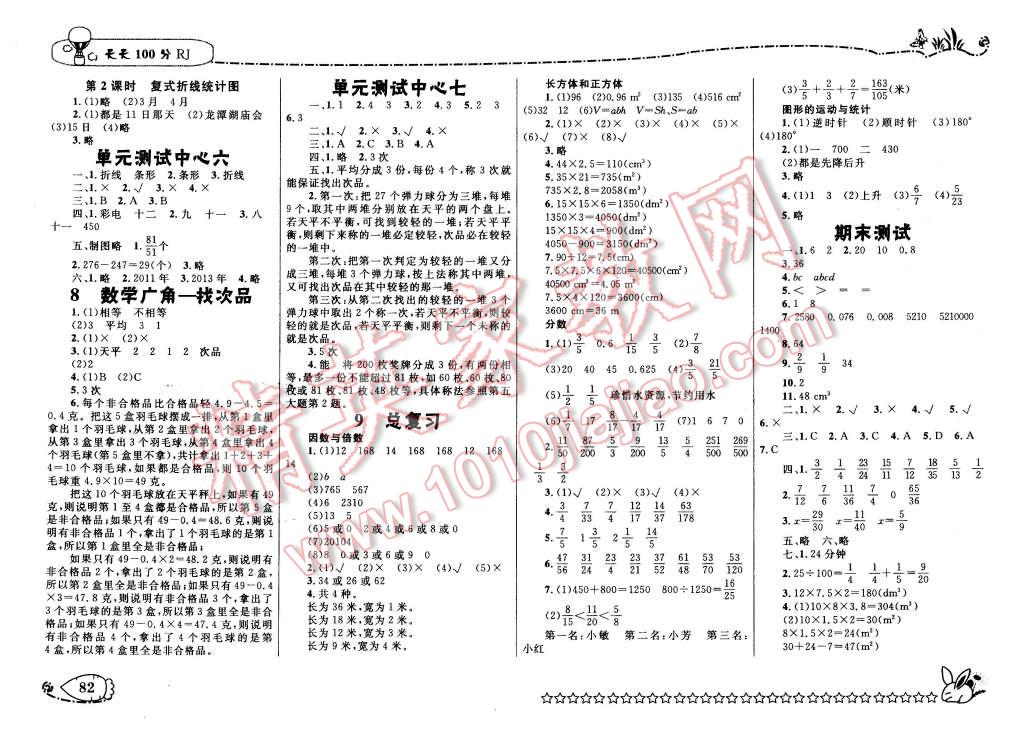 2016年天天100分優(yōu)化作業(yè)本五年級數(shù)學下冊人教版 第6頁