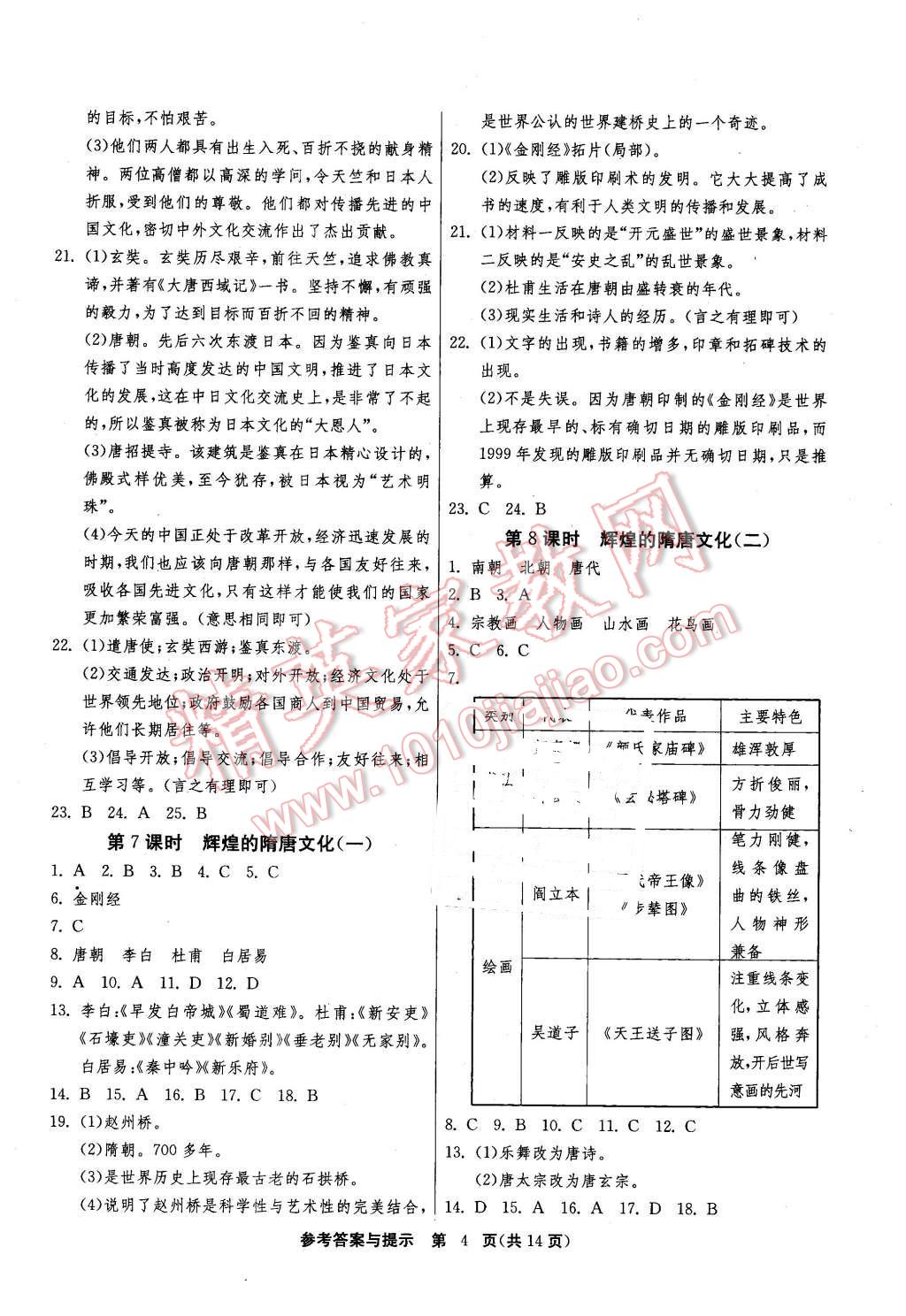 2016年課時(shí)訓(xùn)練七年級(jí)歷史下冊(cè)人教版 第4頁(yè)