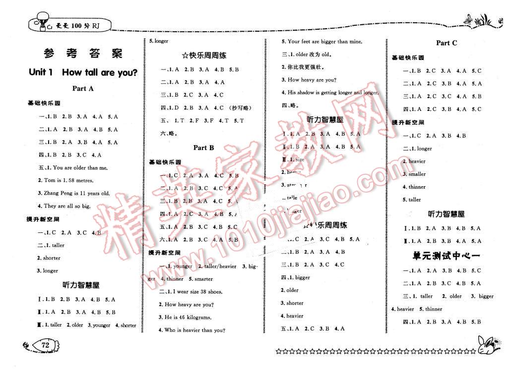 2016年天天100分優(yōu)化作業(yè)本六年級(jí)英語下冊(cè)人教版 第1頁