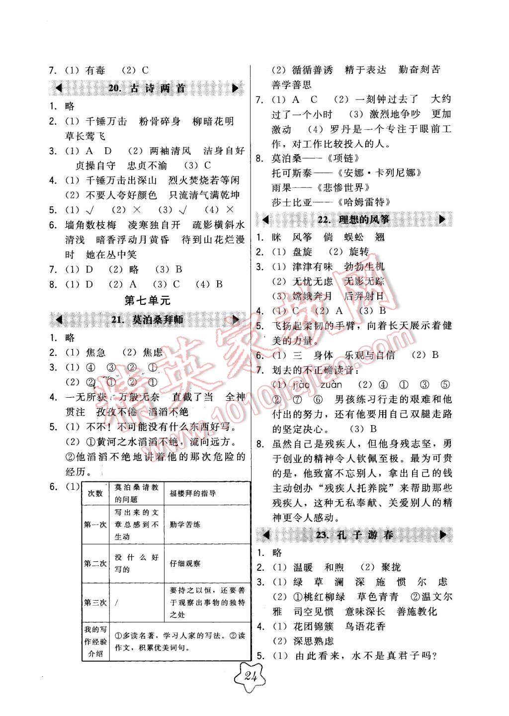 2016年北大绿卡六年级语文下册苏教版 第8页