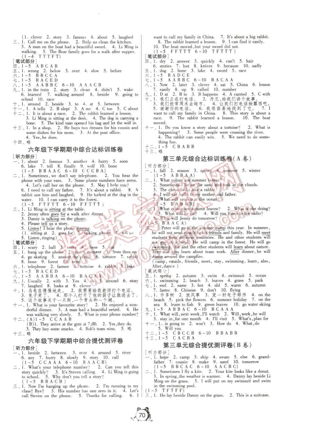 2016年名牌牛皮卷提优名卷六年级英语下册冀教版 第2页