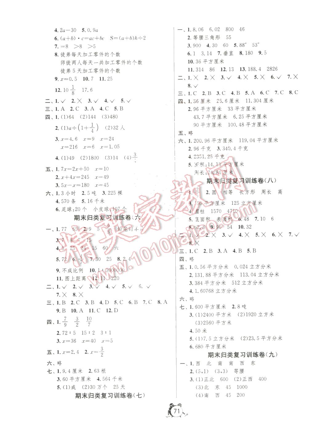 2016年名牌牛皮卷提优名卷六年级数学下册苏教版 第3页