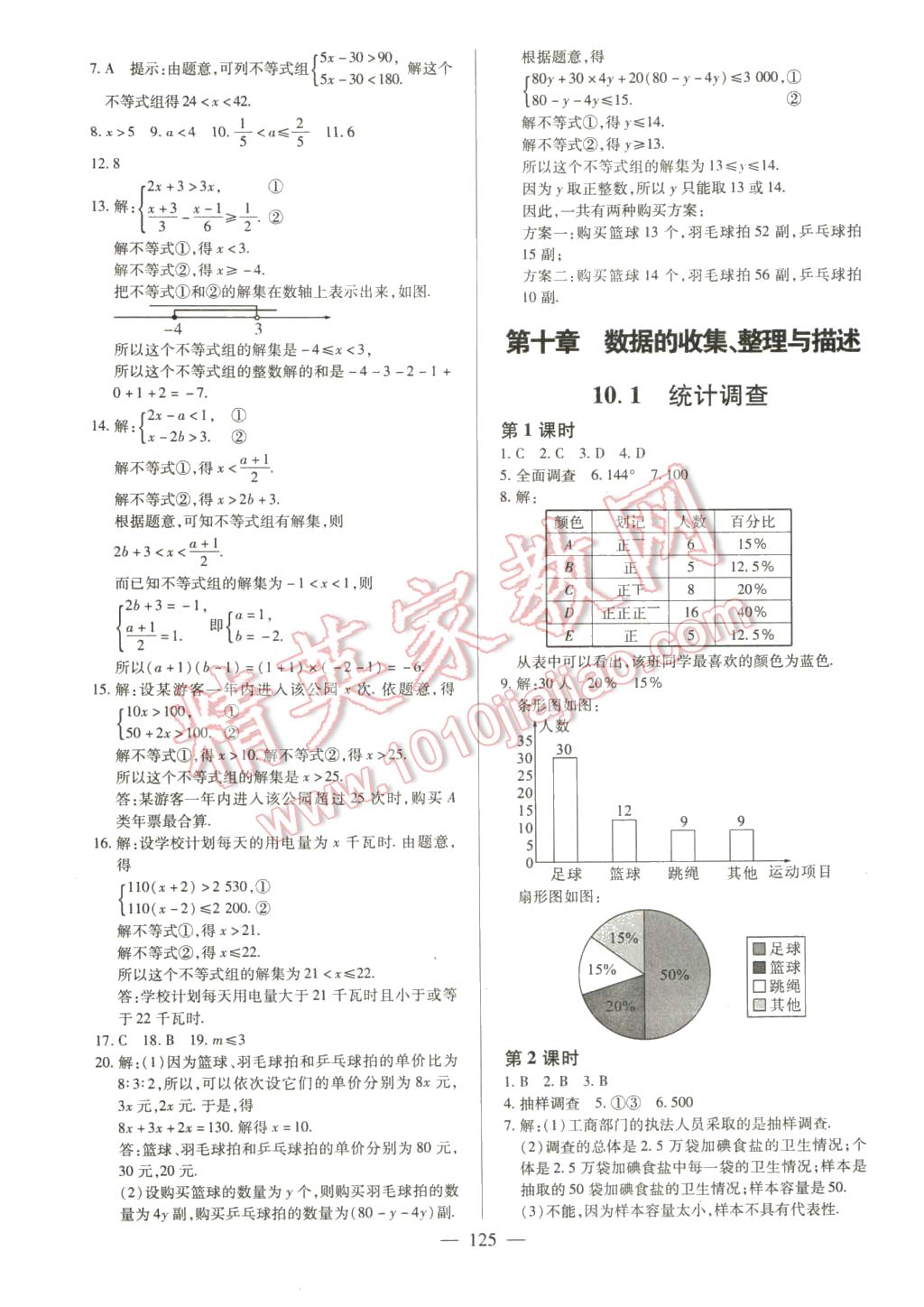 2016年课堂达标检测七年级数学下册人教版 第15页