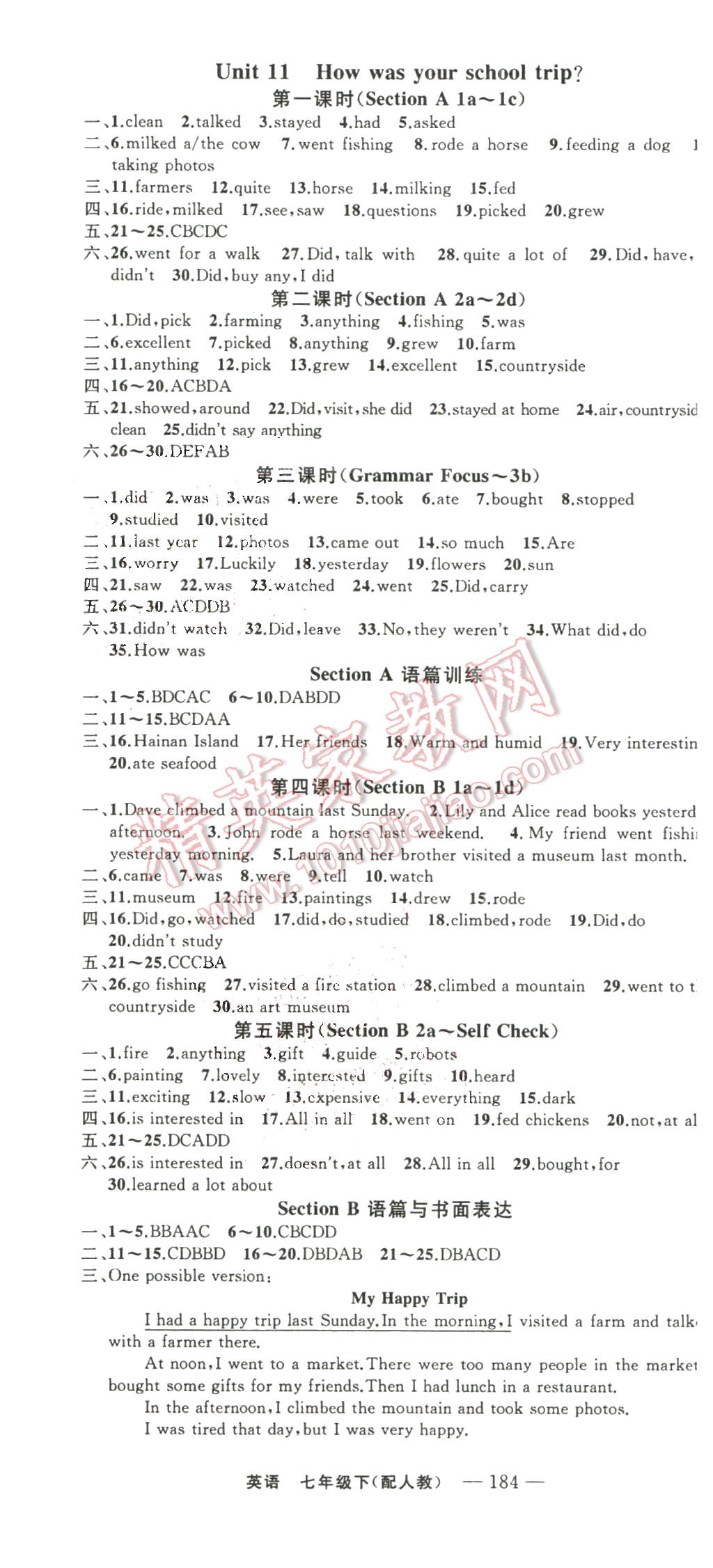 2016年四清導(dǎo)航七年級英語下冊人教版 第10頁