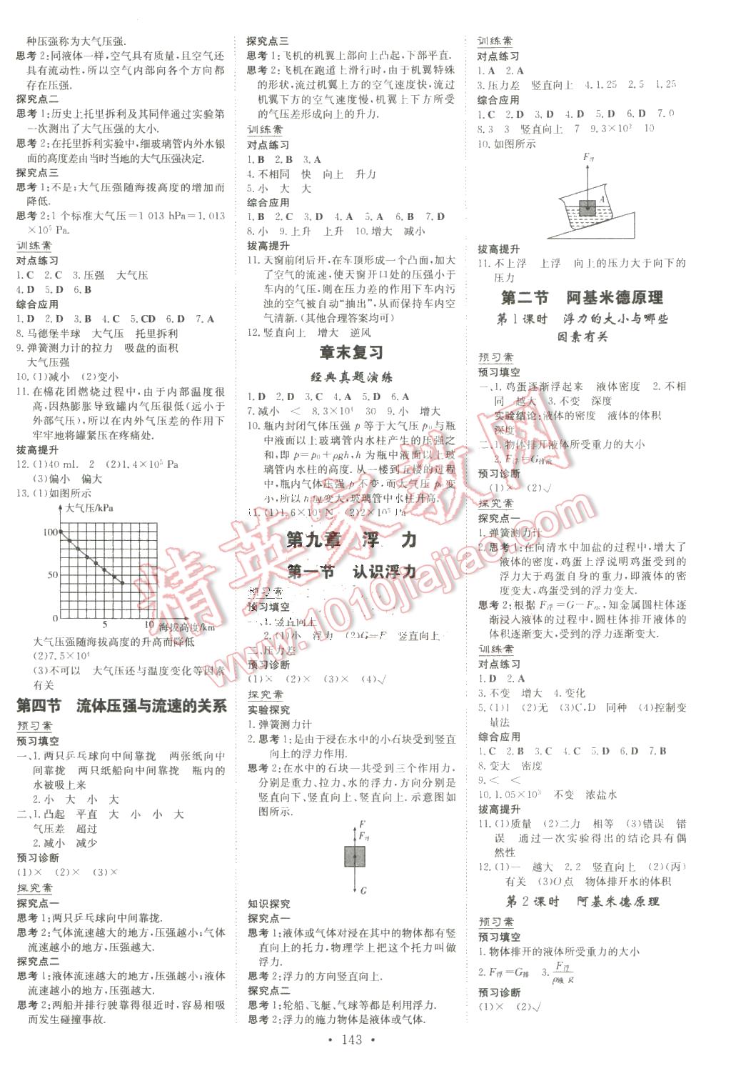 2016年初中同步学习导与练导学探究案八年级物理下册沪科版 第3页