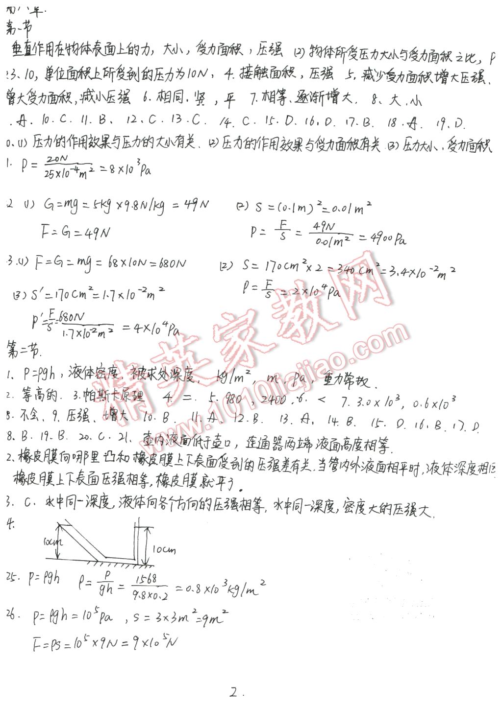 2016年配套練習(xí)冊(cè)八年級(jí)物理下冊(cè)滬科版 第2頁