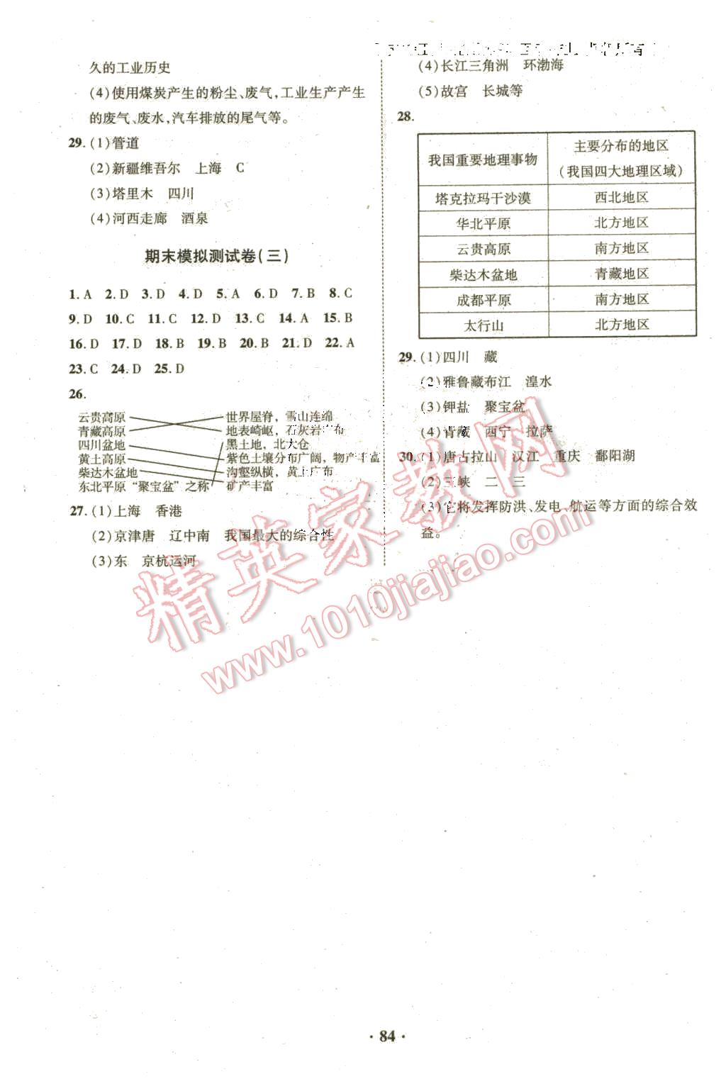 2016年優(yōu)化奪標(biāo)單元測試卷八年級地理下冊人教版 第8頁