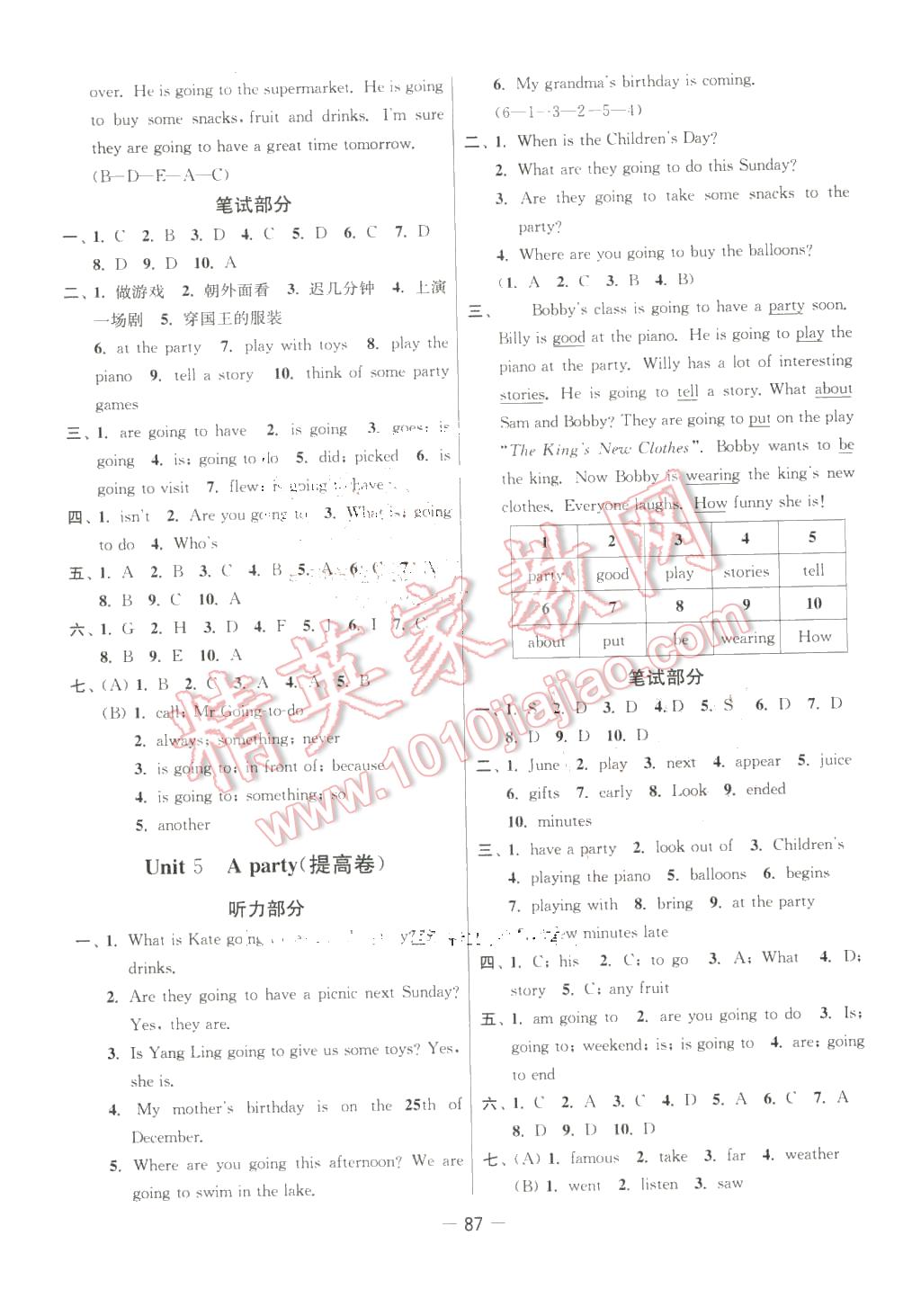 2016年新課堂單元達(dá)標(biāo)活頁卷六年級(jí)英語下冊(cè)江蘇版 第7頁