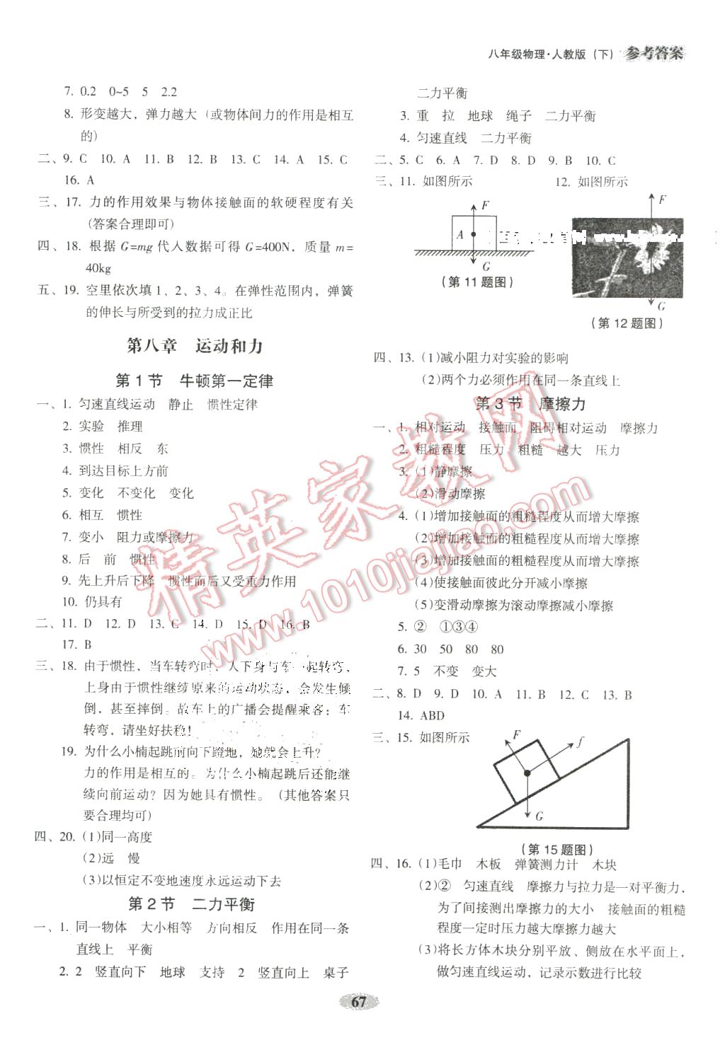 2016年随堂小考八年级物理下册人教版 第3页