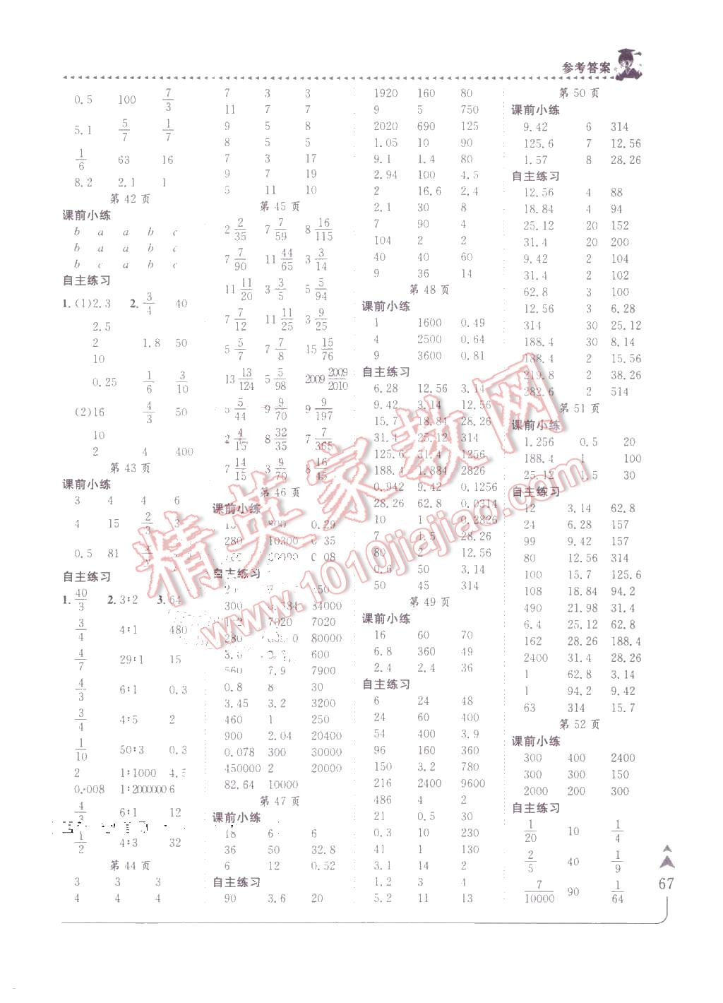 2016年黄冈小状元口算速算练习册六年级数学下册人教版 第5页