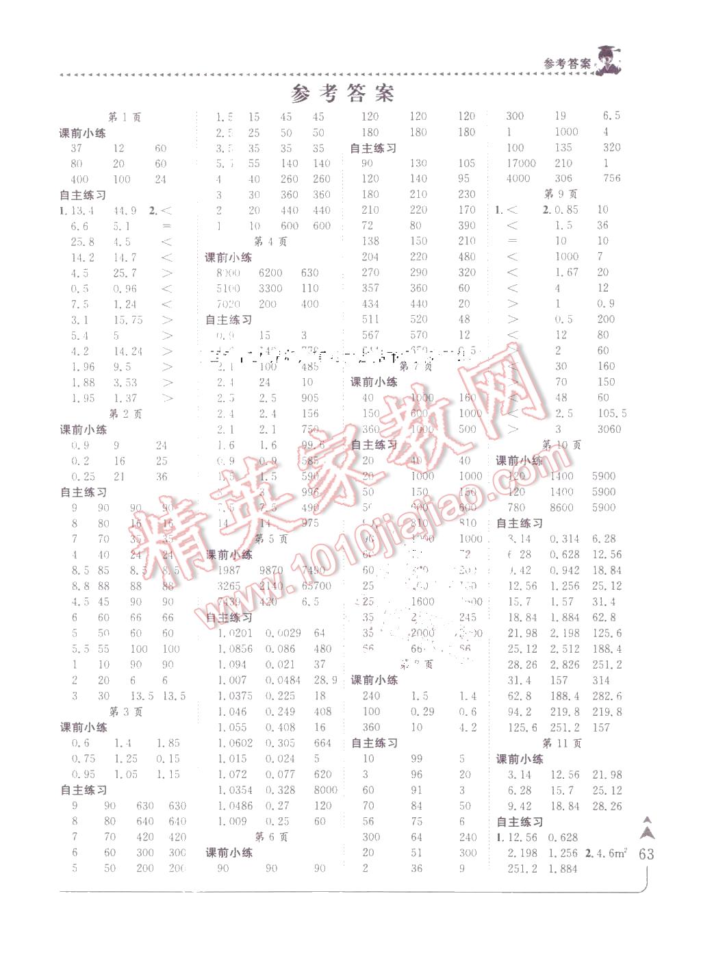 2016年黄冈小状元口算速算练习册六年级数学下册人教版 第1页