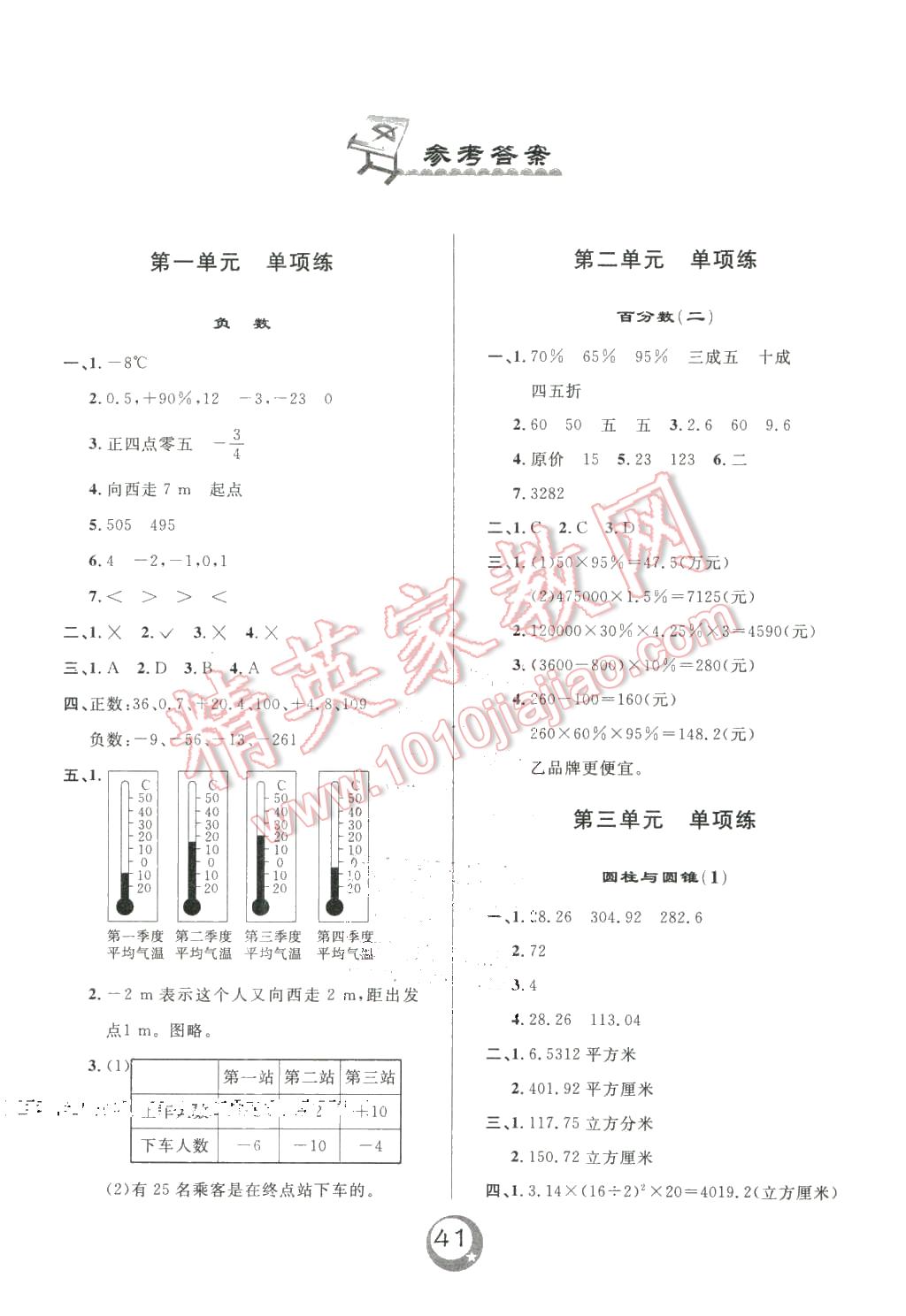 2016年悅?cè)缓脤W(xué)生單元練六年級(jí)數(shù)學(xué)下冊(cè)人教版 第1頁