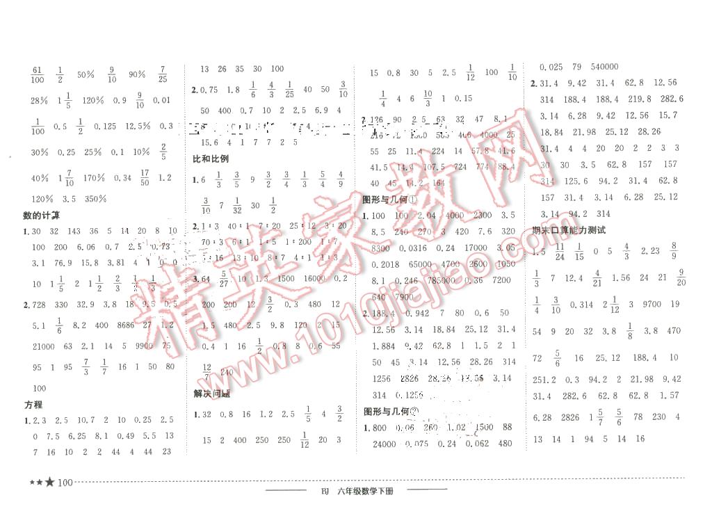 2016年黄冈小状元作业本六年级数学下册北京版 第14页