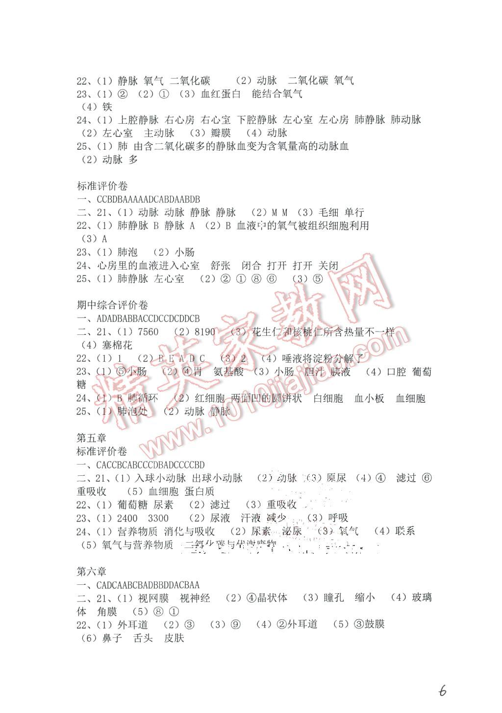 2016年基礎訓練七年級生物學下冊人教版河南省內使用 第6頁