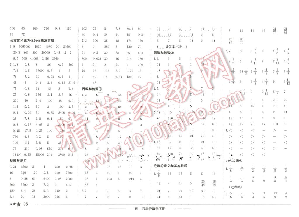 2016年黄冈小状元作业本五年级数学下册北京版 第12页