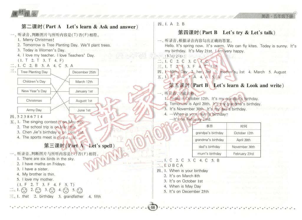 2016年經(jīng)綸學(xué)典課時(shí)作業(yè)五年級(jí)英語(yǔ)下冊(cè)人教版 第8頁(yè)