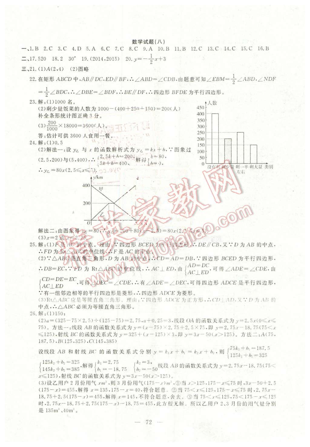 2016年期末快遞黃金8套八年級數(shù)學下冊冀教版 第8頁