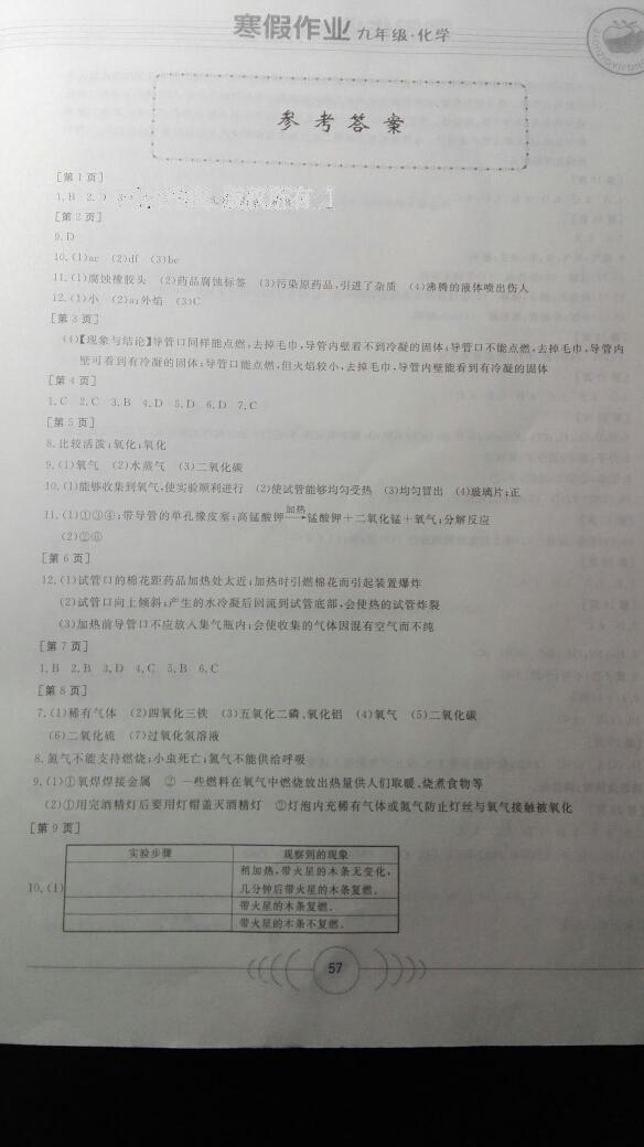 2016年寒假作業(yè)九年級(jí)化學(xué)華中科技大學(xué)出版社 第10頁(yè)