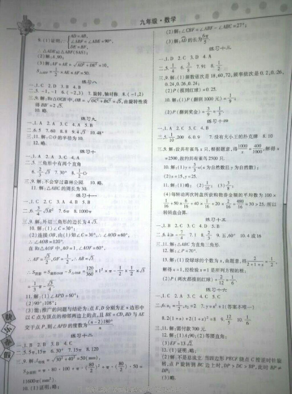 2015年HAPPY寒假作业WINTER快乐寒假九年级数学 第26页