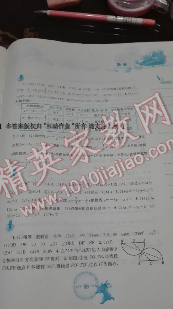 2015年寒假作业九年级数学人教版安徽教育出版社 第24页