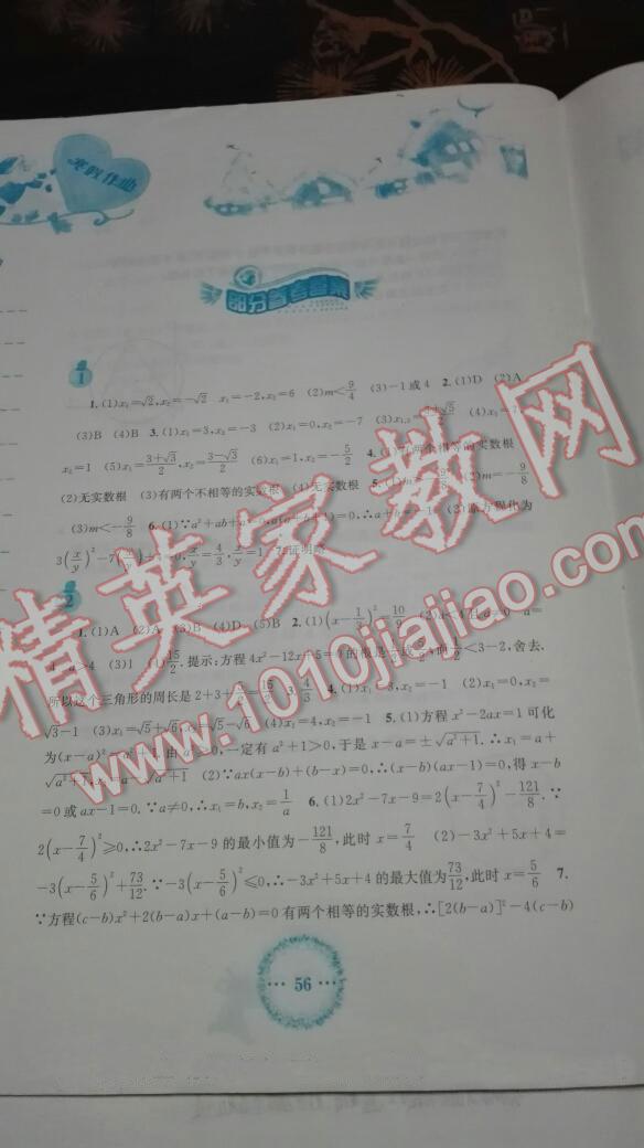 2015年寒假作業(yè)九年級數(shù)學(xué)人教版安徽教育出版社 第21頁