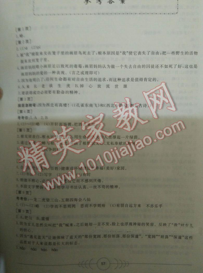 2013年寒假作业七年级语文华中科技大学出版社 第18页