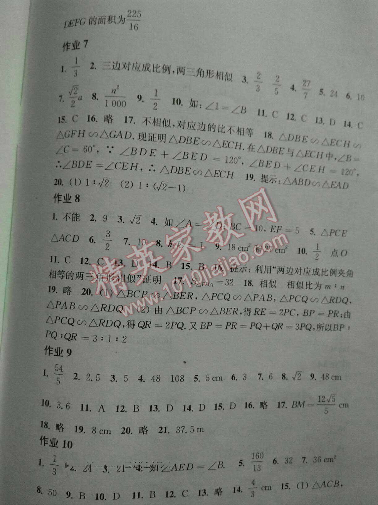 2016年寒假作业九年级数学沪科版上海科学技术出版社 第4页