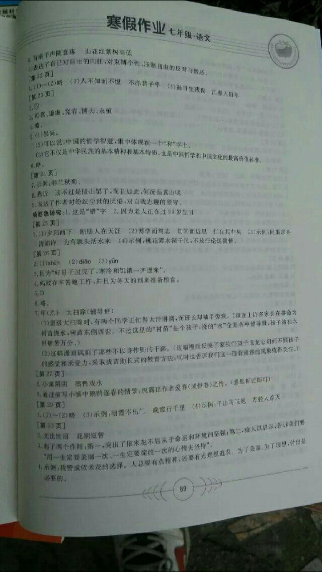 2013年寒假作業(yè)七年級語文華中科技大學(xué)出版社 第24頁