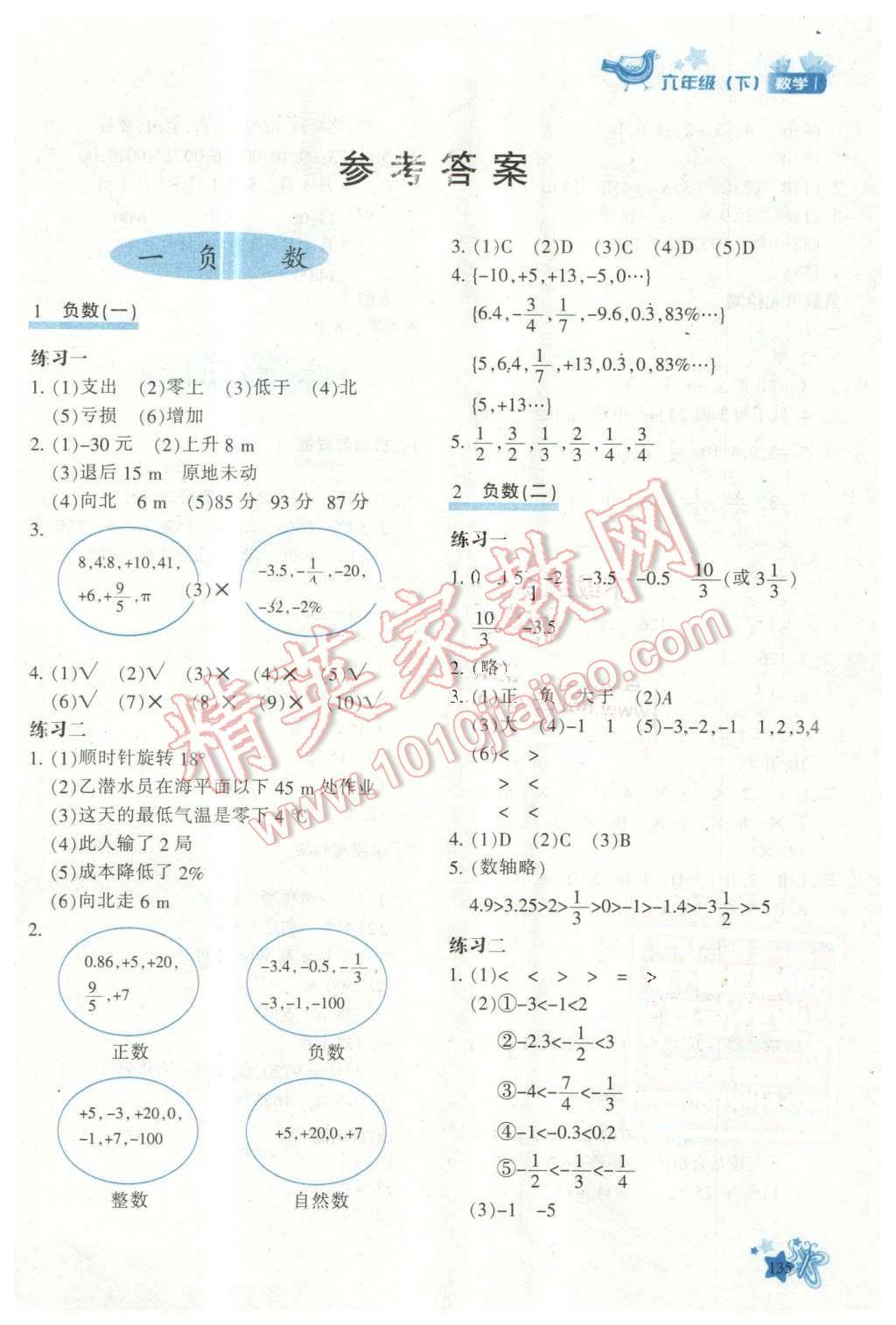 2016年新教材同步導(dǎo)學(xué)優(yōu)化設(shè)計課課練六年級數(shù)學(xué)下冊 第1頁