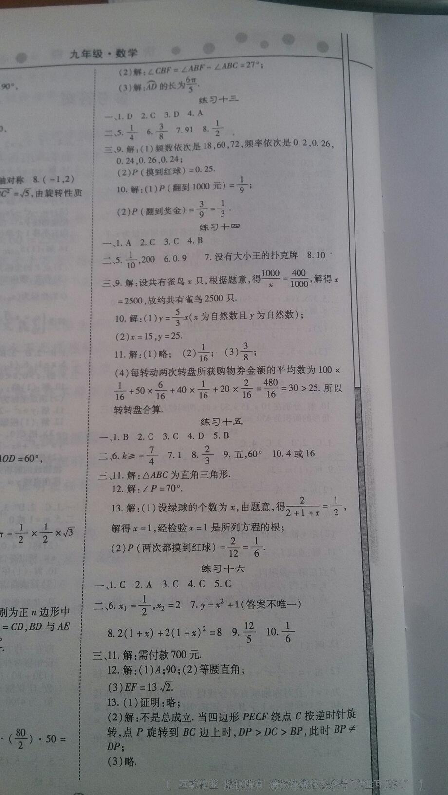 2015年HAPPY寒假作业WINTER快乐寒假九年级数学 第43页