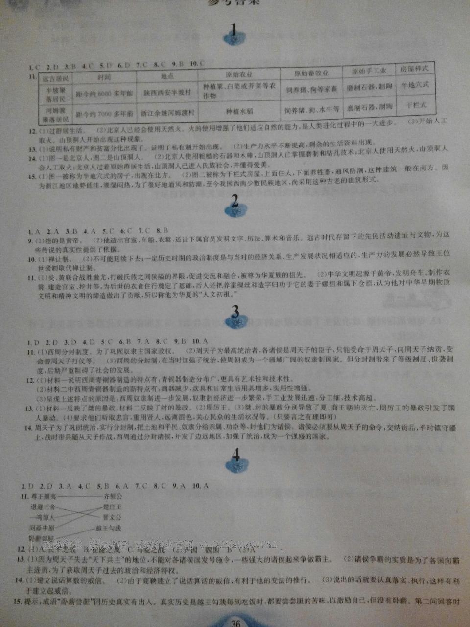 2015年寒假作业七年级历史人教版 第15页