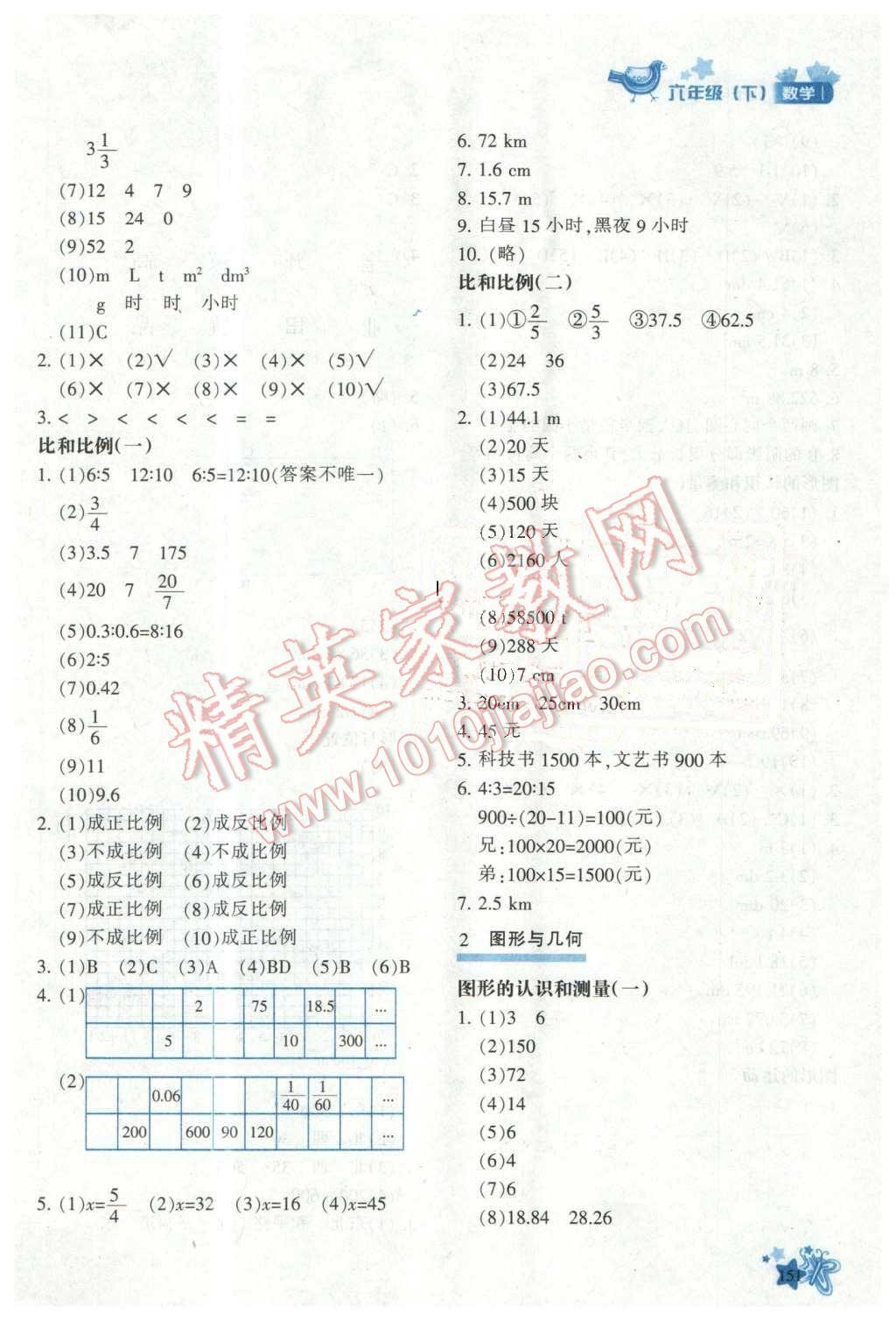 2016年新教材同步导学优化设计课课练六年级数学下册 第17页