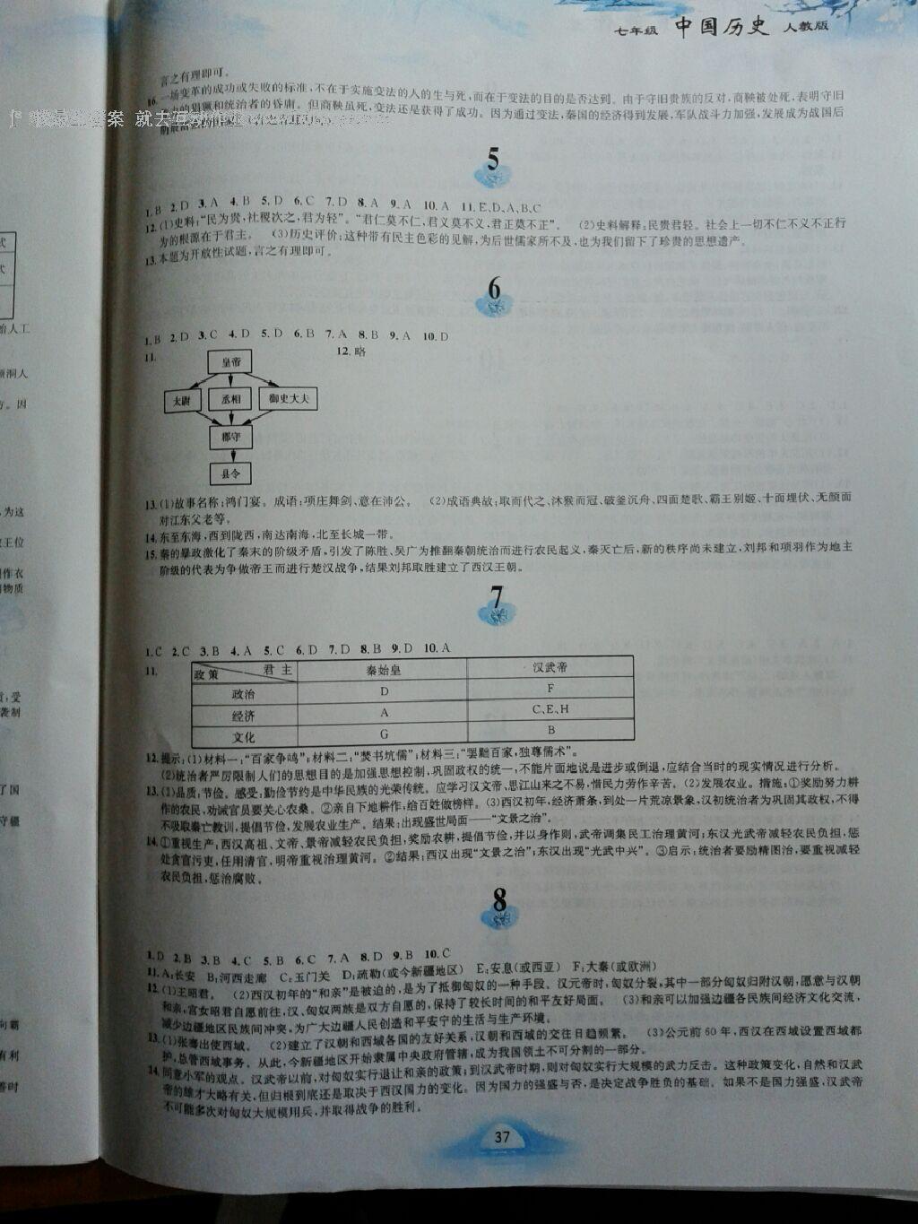 2015年寒假作业七年级历史人教版 第13页