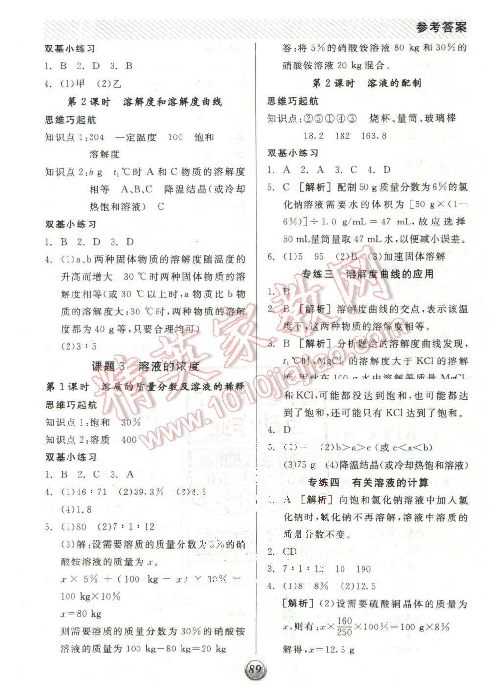 2016年全品基础小练习九年级化学下册人教版 第4页