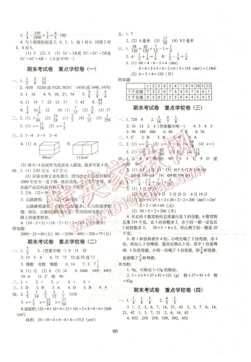 2016年期末冲刺100分完全试卷五年级数学下册人教版 第6页