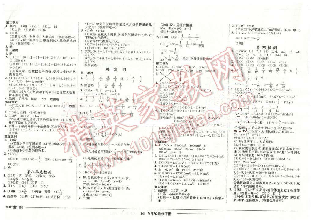 2016年黄冈小状元作业本五年级数学下册北师大版 第6页