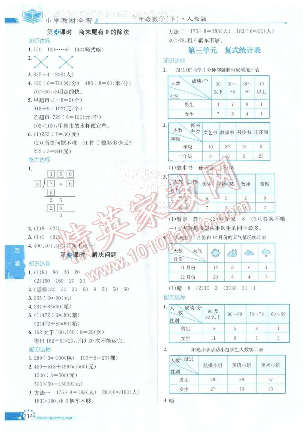 2016年小学教材全解三年级数学下册人教版天津专用 第4页