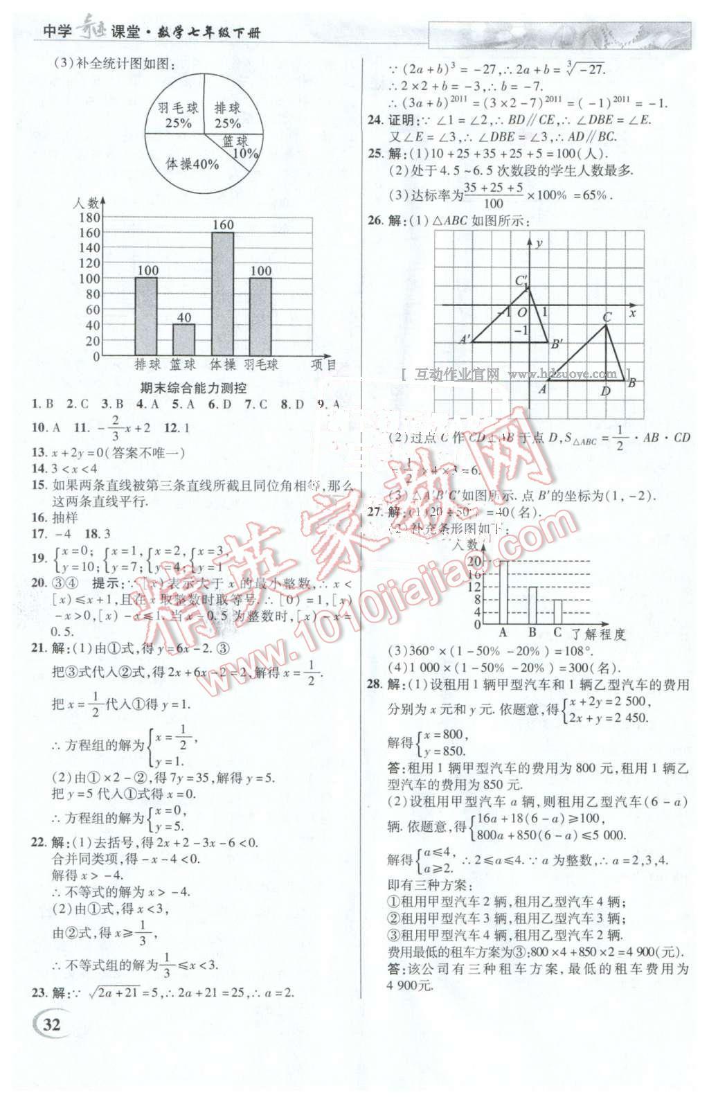 2016年英才教程中學(xué)奇跡課堂教程解析完全學(xué)習(xí)攻略七年級數(shù)學(xué)下冊人教版 第32頁