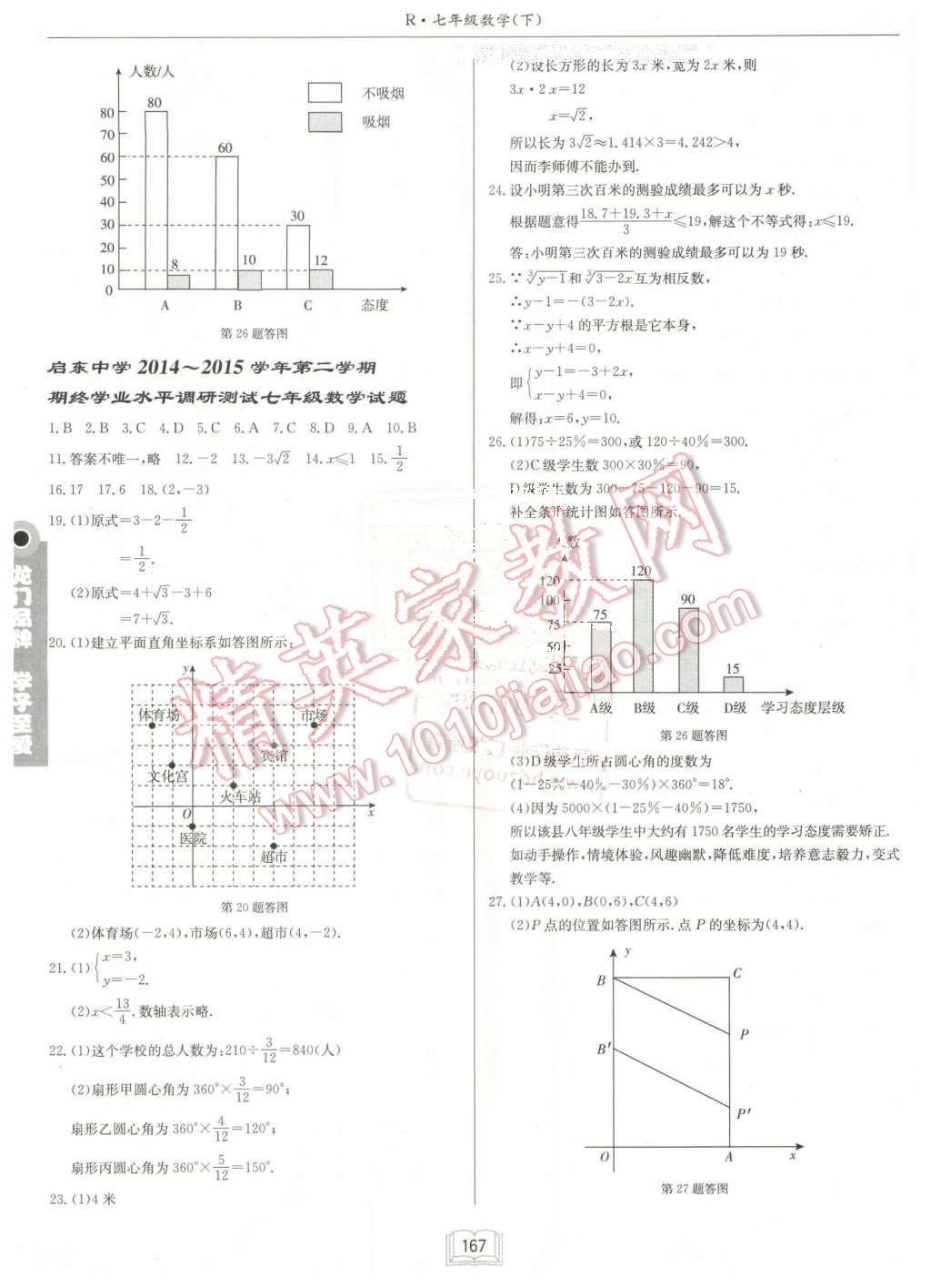 2016年启东中学作业本七年级数学下册人教版 第23页