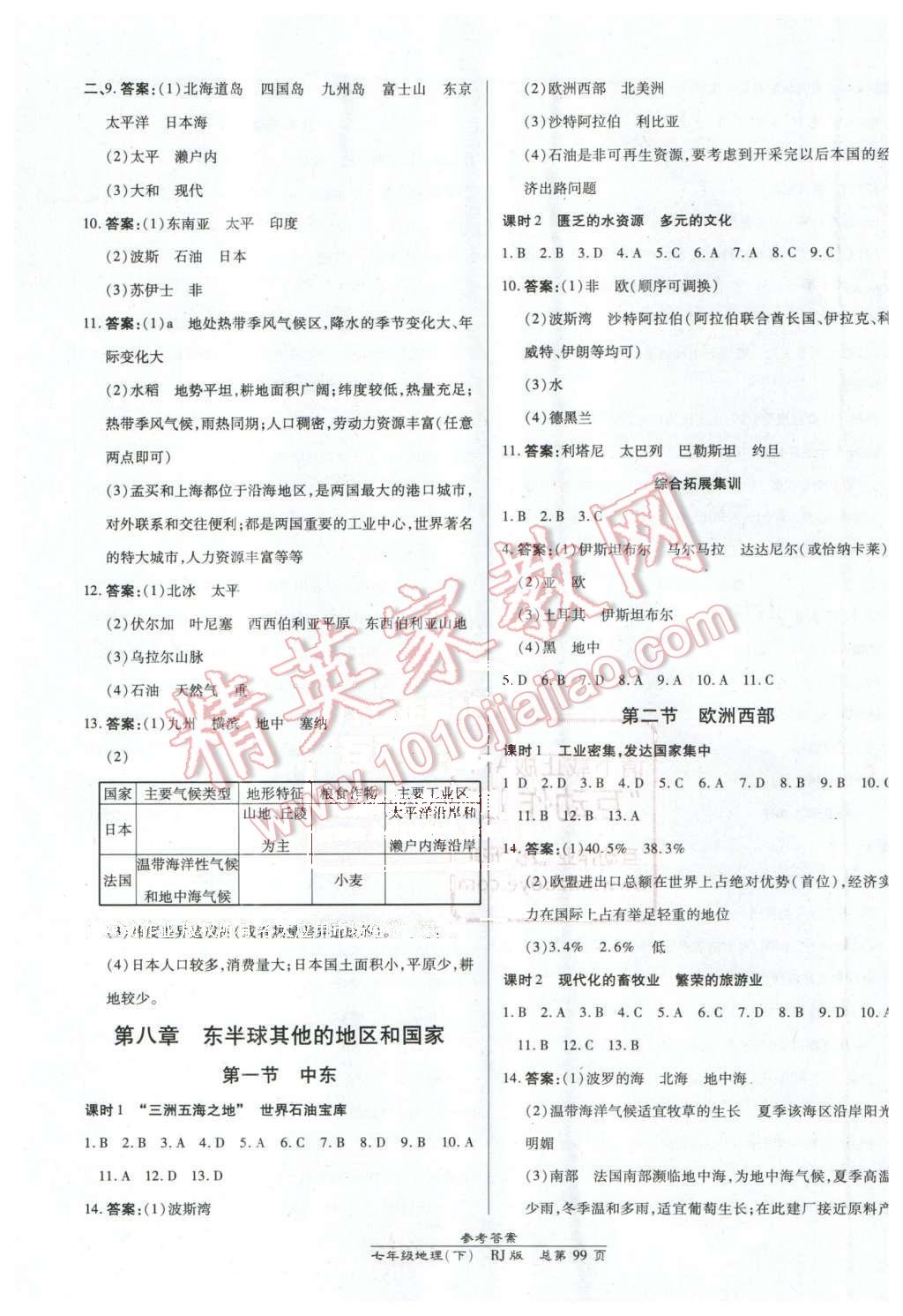 2016年高效课时通10分钟掌控课堂七年级地理下册人教版 第5页