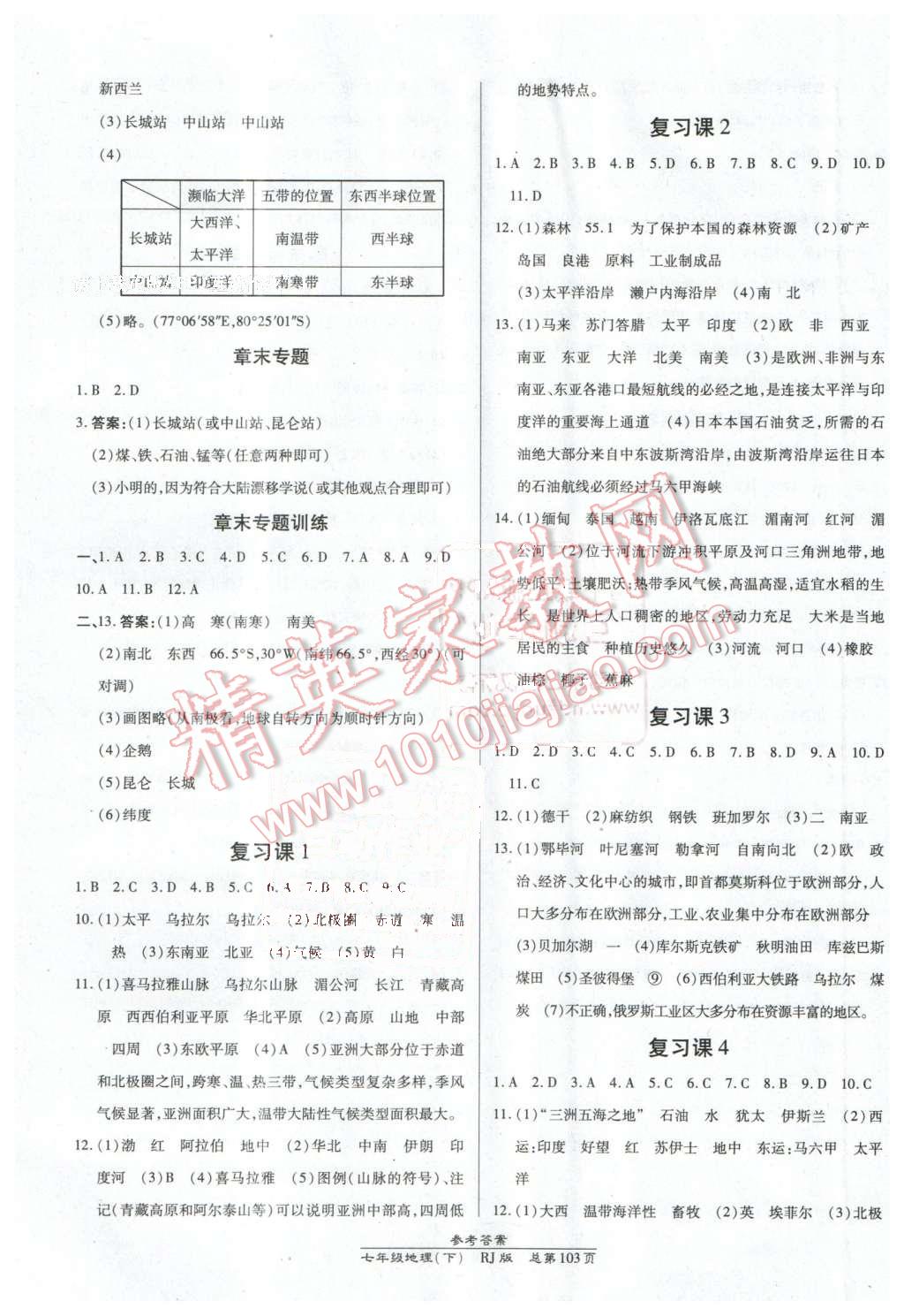 2016年高效课时通10分钟掌控课堂七年级地理下册人教版 第9页