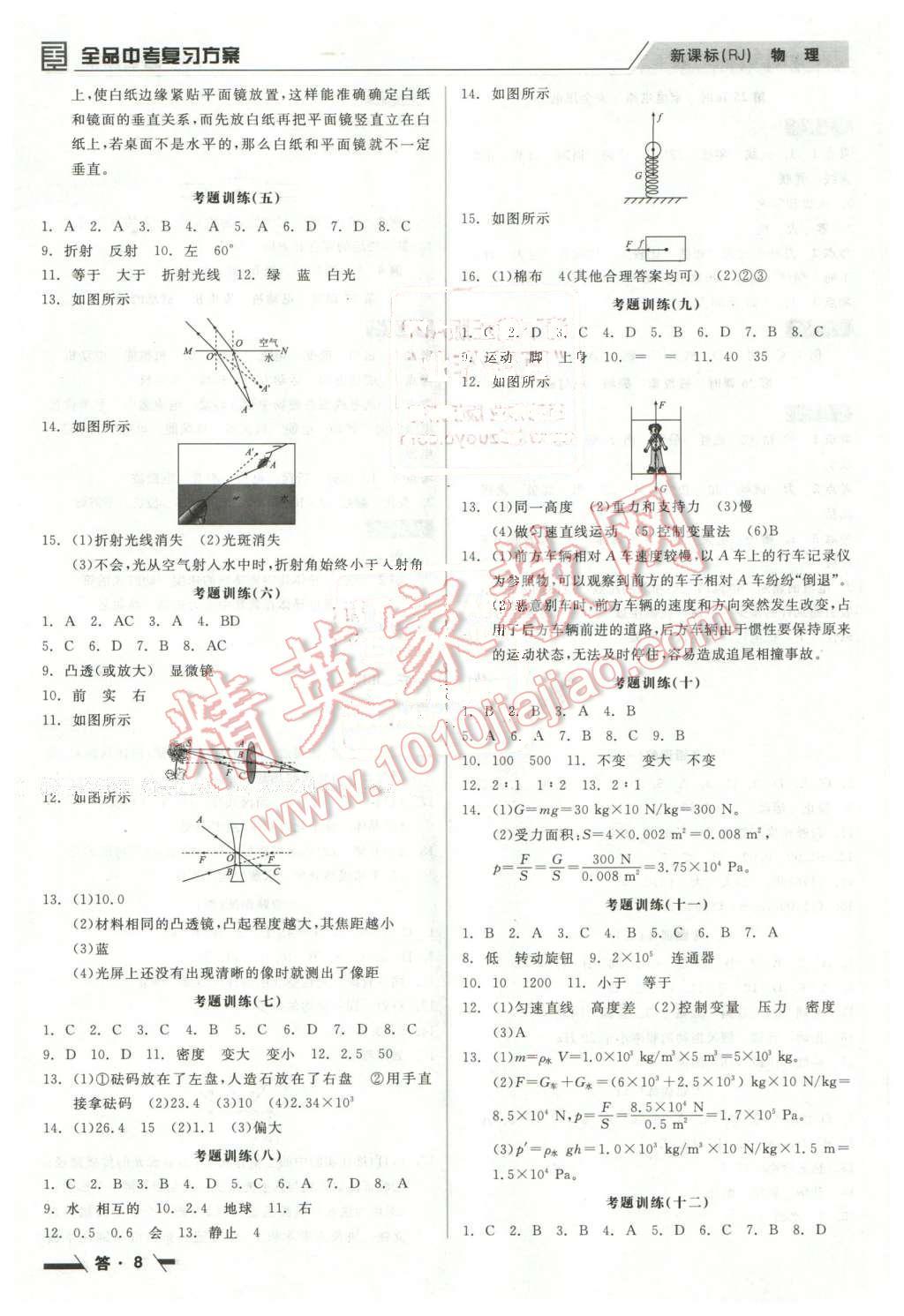 2016年全品中考復(fù)習(xí)方案聽課手冊物理人教版 第8頁