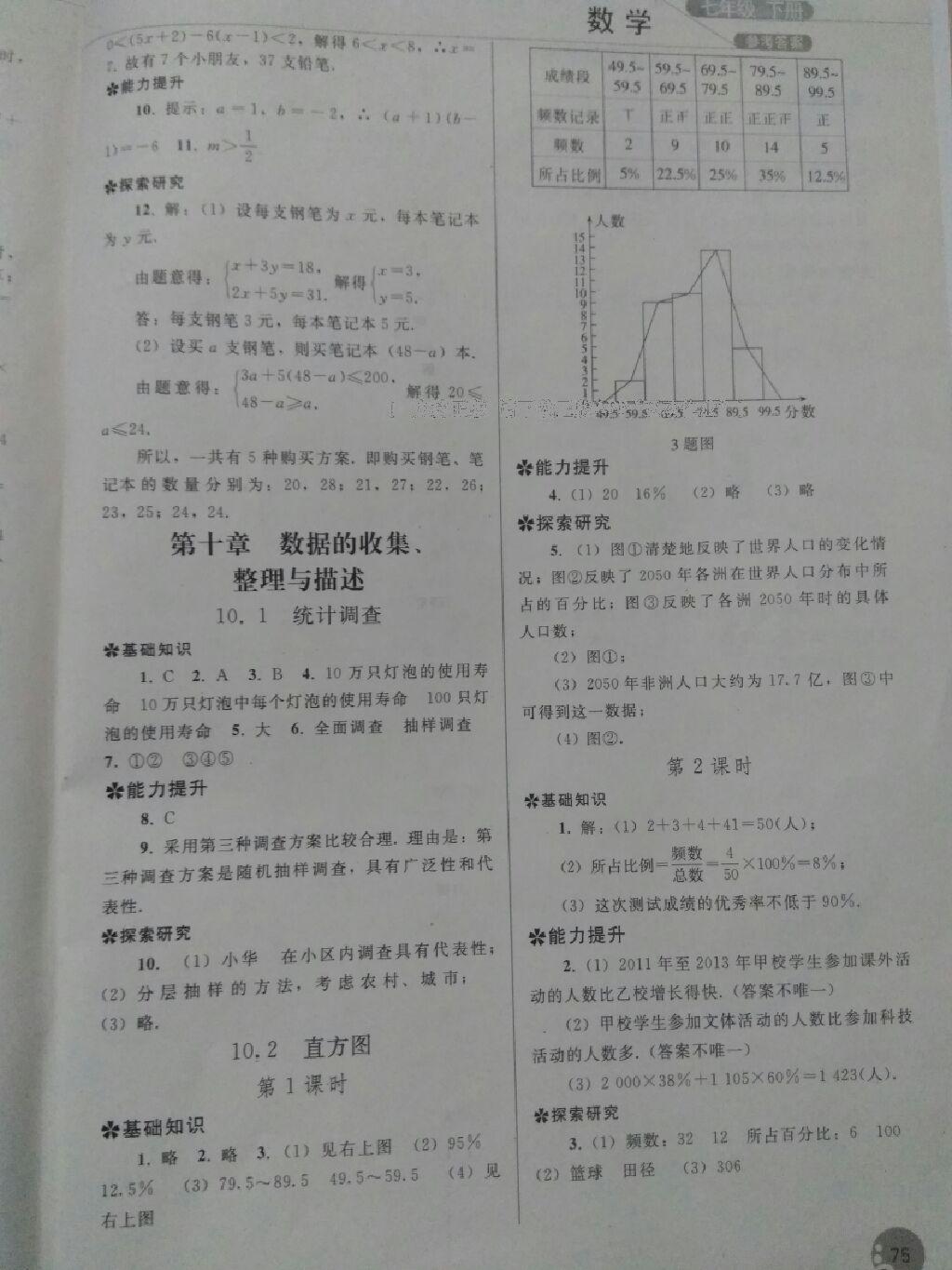 2015年同步练习册七年级数学下册人教版人民教育出版社 第37页