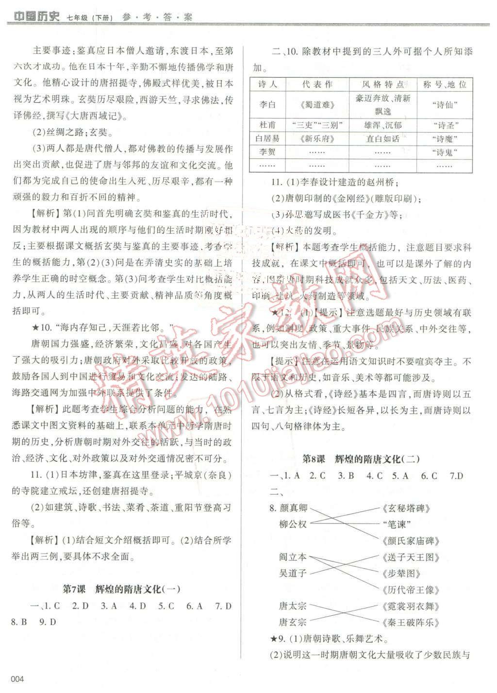 2016年學(xué)習(xí)質(zhì)量監(jiān)測七年級中國歷史下冊人教版 第4頁