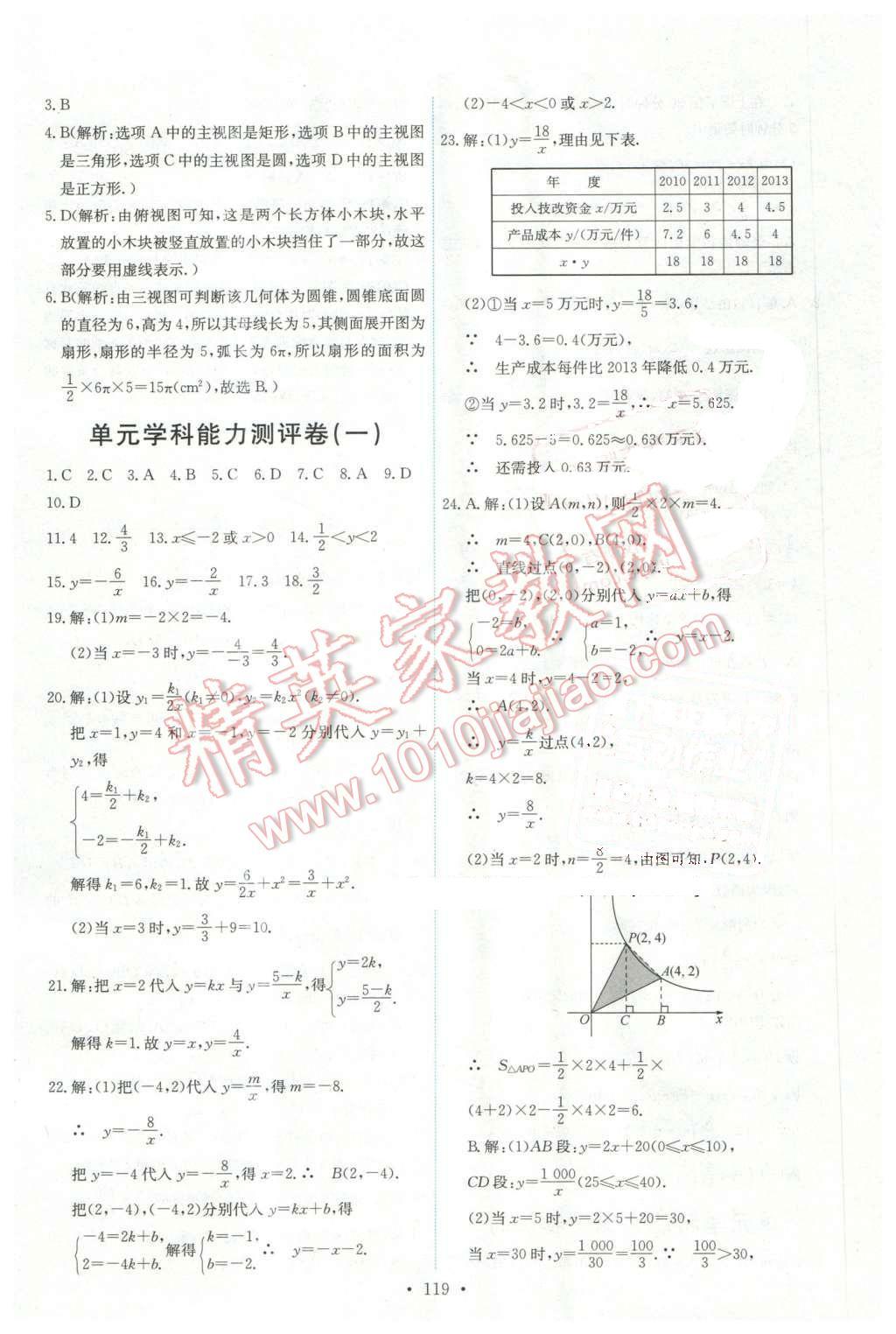 2016年能力培养与测试九年级数学下册人教版 第29页