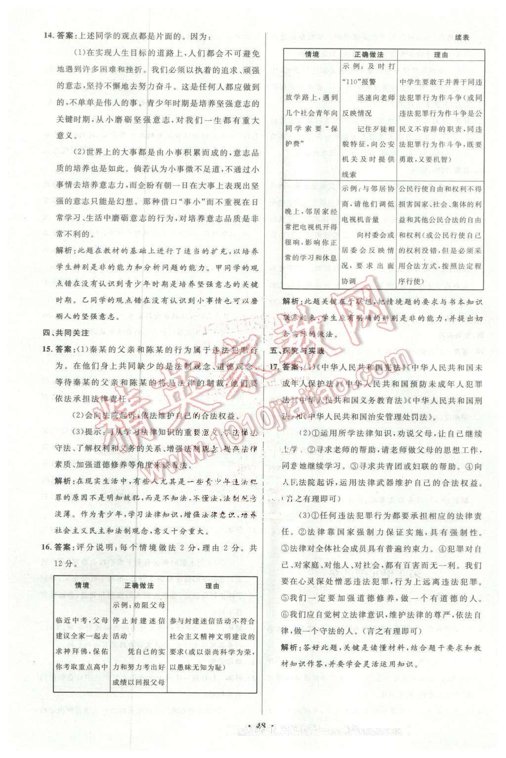 2016年初中同步测控优化设计八年级思想品德下册北师大版 第24页